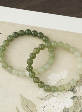 云上叙12 DS23575-和田玉单圈手串-多样性发一件-7.5mm+（甄选)