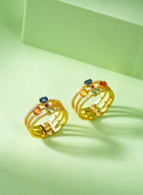 云上叙21 DS15909 彩蓝宝戒指-多样性发其一-3x4mm（甄选）