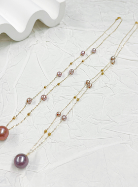 云上叙17 DS93415 18k金镶嵌珍珠项链-多样性发-11mm（甄选）