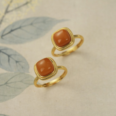 云上叙13 DS60411 蜜蜡戒指-多样性发其一-7.5*7.5mm （甄选）