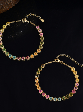 【云上叙】S925银碧玺手链—多样性发一件4x3mm-V07672-E（商城）