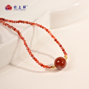 S925银天然南红项链国风小米珠长链转运珠颈饰锁骨链E498 商城