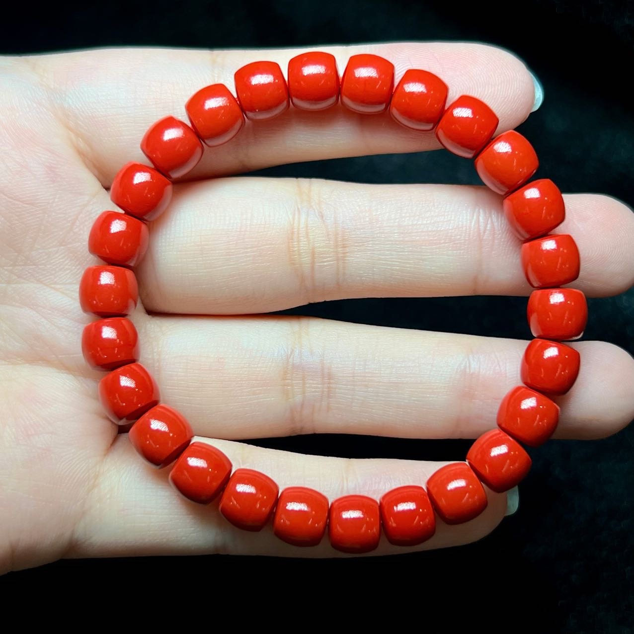 朱砂单圈手串老型珠手饰直切桶珠