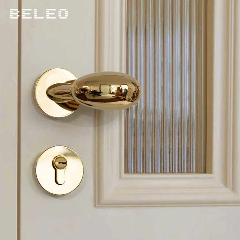 美式金色室内门锁家用通用型鹅蛋形分体锁简约磁吸卧室门把手,基础建材,机械门锁,淘宝优惠券,粉丝福利购,淘宝优惠卷