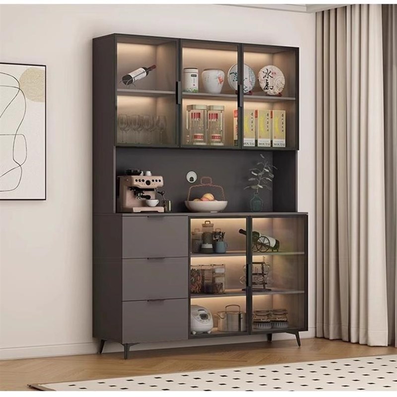 厨房铝合金餐边柜餐厅橱柜置物收纳柜一体茶水吧台桌家用靠墙酒柜