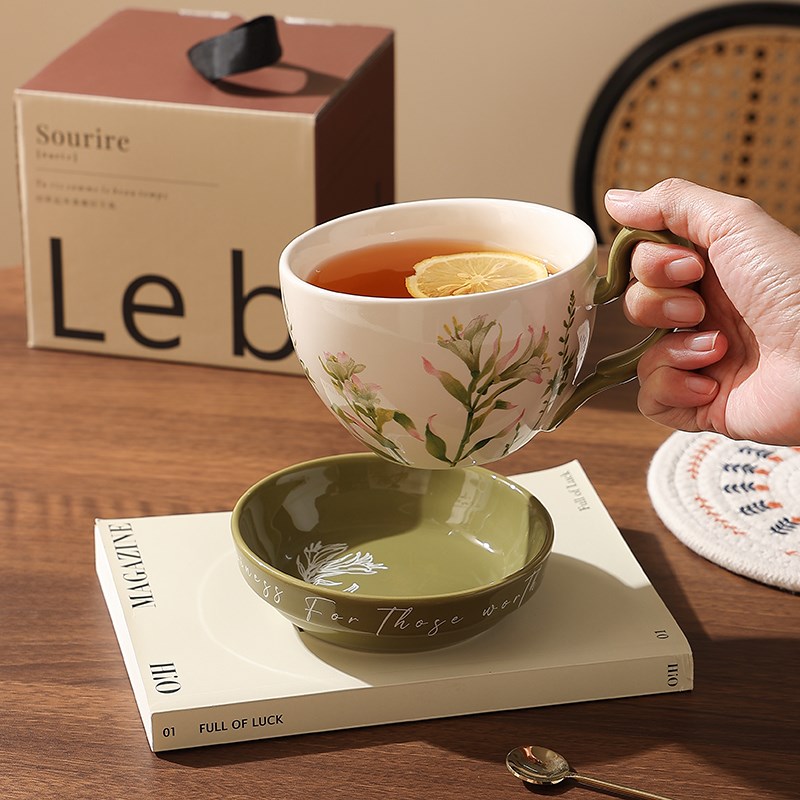 法式复古咖啡杯陶瓷杯大容量马克杯设计感小众情侣杯子女生日礼物