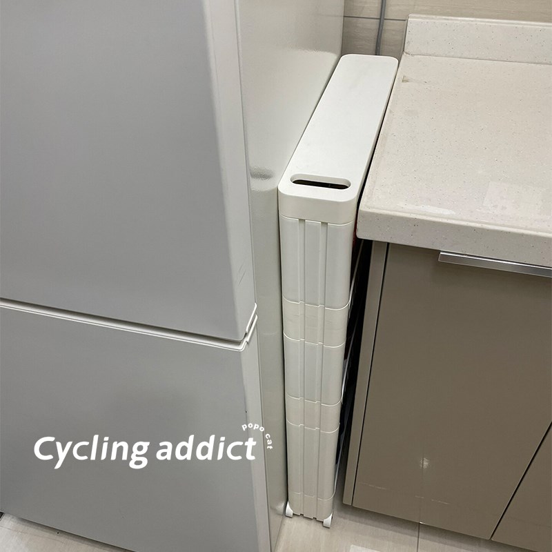 厨房冰箱夹缝置物架窄款卫生间门后收纳架浴室多功能落地小推车