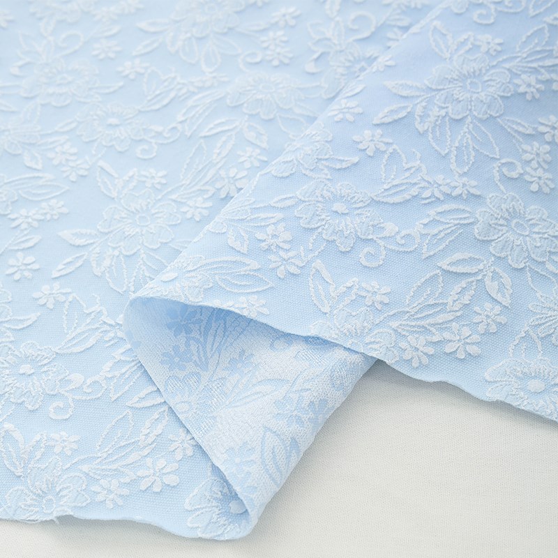 四面弹浮雕蕾丝布料花提花连衣裙女装童装立体绣花设计师服装面料