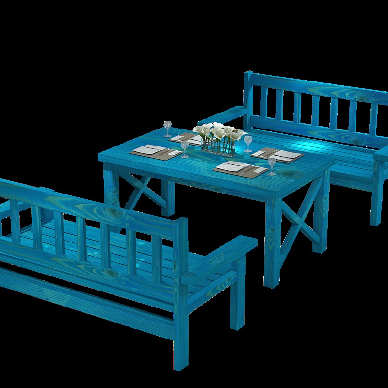 酒吧桌椅美式做旧复古椅家庭阳台咖啡厅餐桌椅奶茶店实木长椅防腐