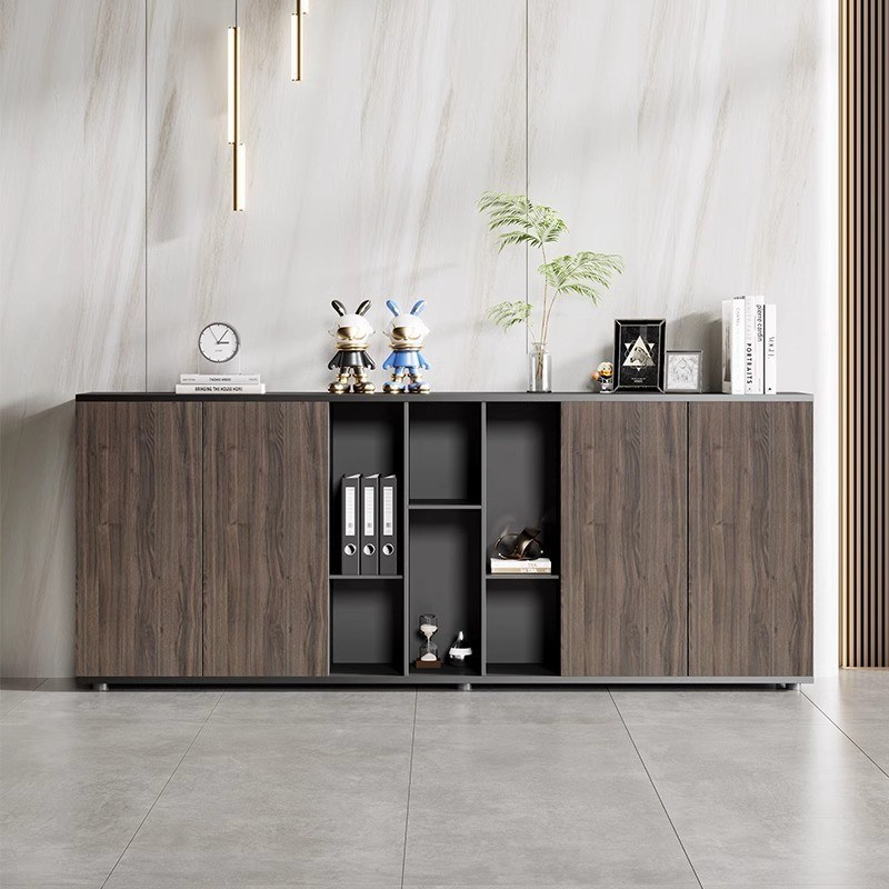 办公室文件柜储物矮柜置物柜书柜带锁木质花槽柜办公柜杂物收纳柜