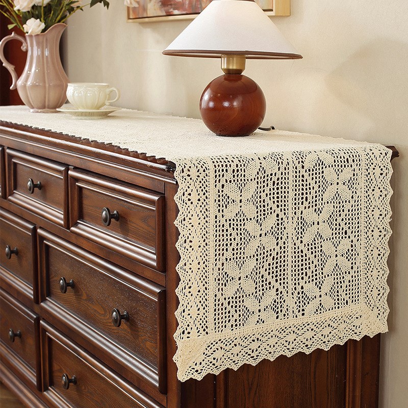 复古蕾丝桌旗茶几茶桌桌巾垫布茶台美式田园风镂空长条级感茶席