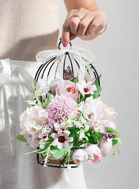 铁艺鸟笼微景观摆件幼儿园森系户外装饰园区景观别墅庭院花园布置