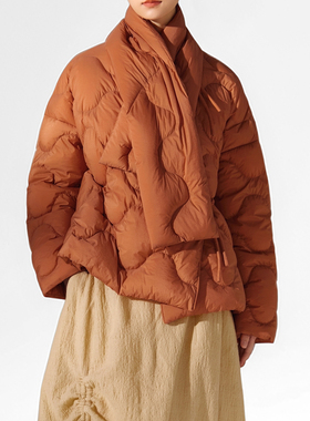 素芭新中式围脖领羽绒服女冬季高级感时尚复古休闲百搭外套SS0838