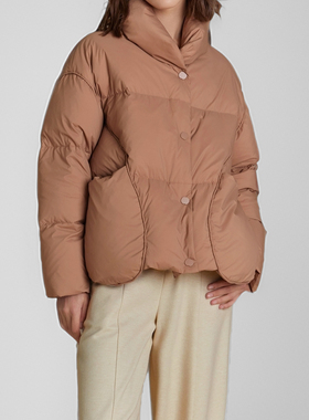 素芭宽松箱型围脖领保暖羽绒服女冬季时尚百搭慵懒感短外套SS0865