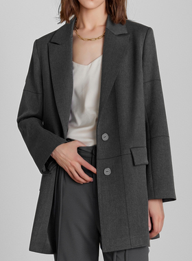 素芭撞色线条设计休闲西装女秋季都市通勤时尚百搭长袖外套SJ0693