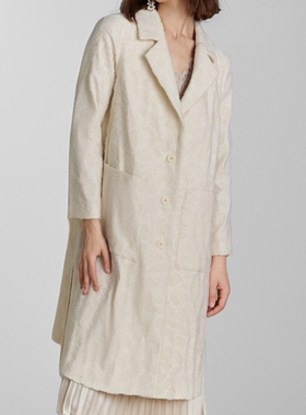 素芭气质提花风衣外套女秋季立体大贴袋设计时尚高级感外套SJ0698