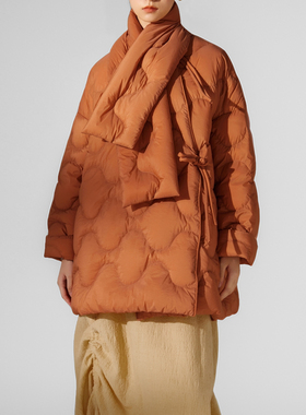 素芭新中式围脖领中长款羽绒服女冬季时尚百搭休闲保暖外套SJ0789