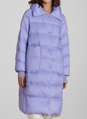 素芭气质翻领方格绗缝羽绒服女冬季大口袋设计时尚保暖外套SJ0802