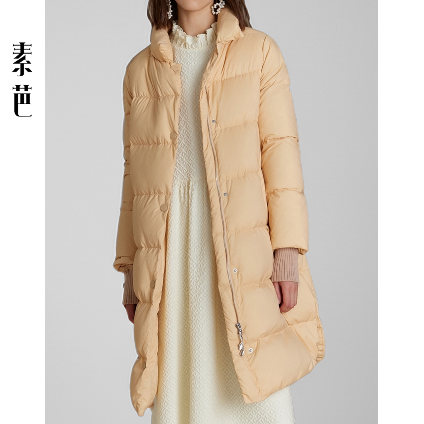 气质轻暖中长款羽绒服