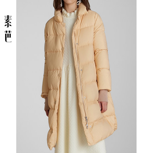 气质轻暖中长款羽绒服