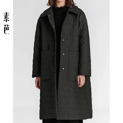 艺术感立体压花黑色棉衣