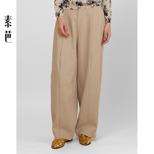 宽松廓形休闲锥形裤 复古时尚 SP0920 女春季 素芭简约气质垂坠感长裤