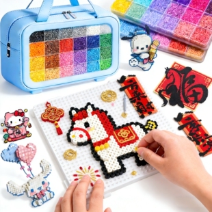 拼豆豆DIY手工材料包coco卡通动物拼图拼板儿童益智拼豆玩具熨斗