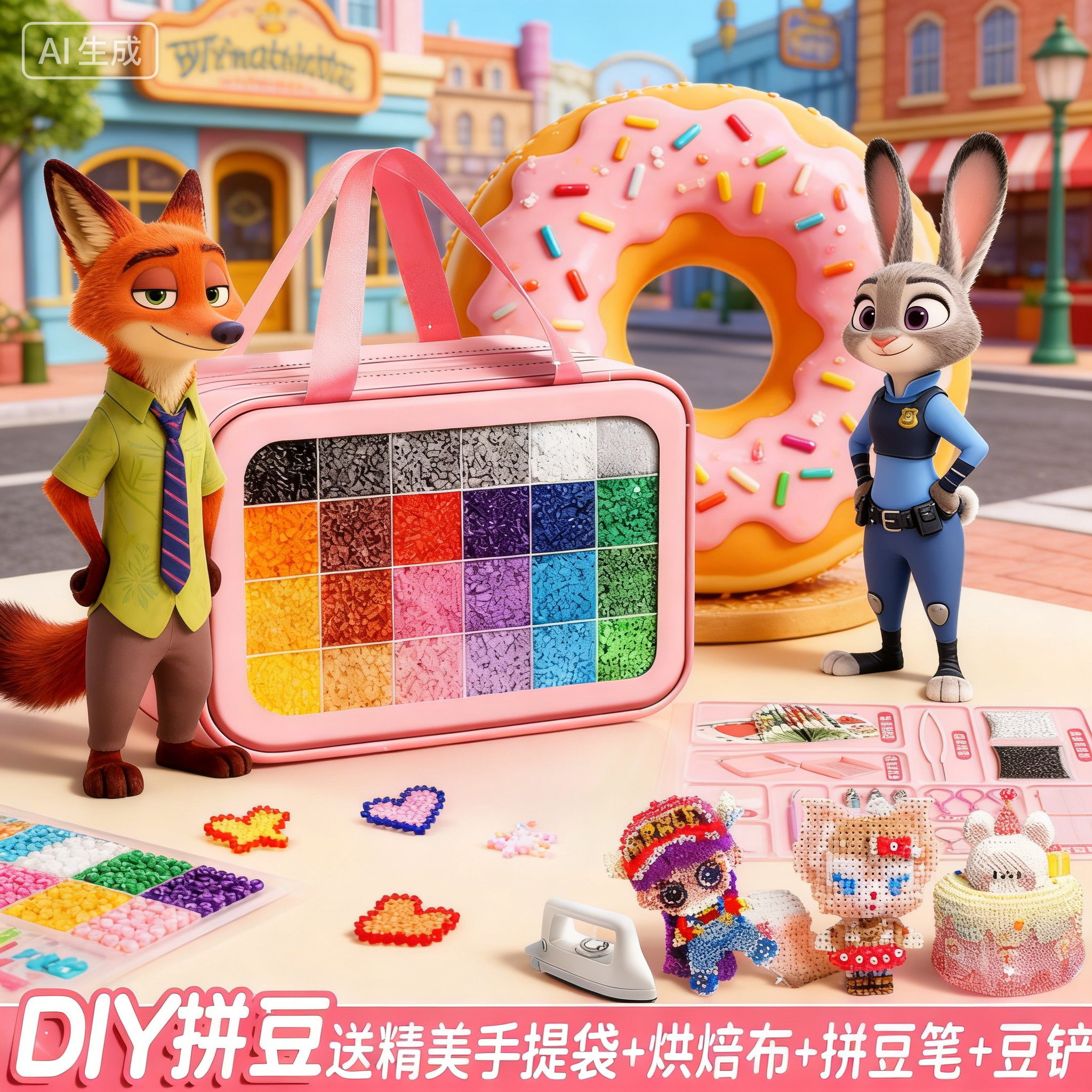 升级2.0拼豆豆手工DIY材料包婆娑拼豆工具熨斗补充包女孩生日礼物