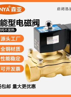 节能全铜防水电磁阀水阀2W常闭长期通电不发热220V气阀4分6分1寸