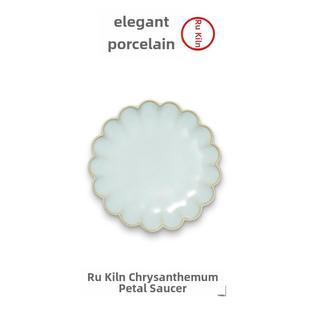 雅瓷 汝窑小菊瓣碟 陶瓷功夫茶杯托主人杯茶碟茶托汝瓷杯垫茶盏托