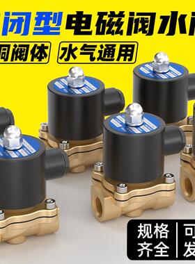 2W常闭进水24V电磁阀220V铜开 关阀2分4分6分1寸放水控制阀12V水