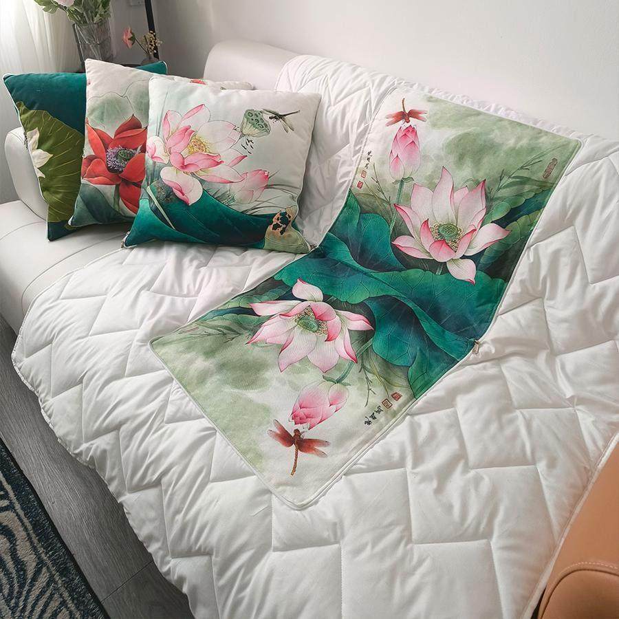 抱枕被荷花清爽抱枕被子两用车载午休亚麻车用办公室二合一空调被,居家布艺,抱枕被,淘宝优惠券,粉丝福利购,淘宝优惠卷