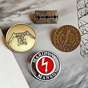 Metallica徽章复古重金属摇滚乐队胸针周边ACDC标志LOGO犹大祭司