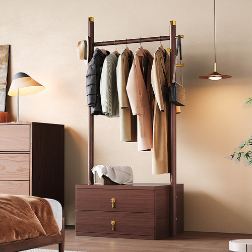 家用实木衣帽架卧室落地挂衣架子