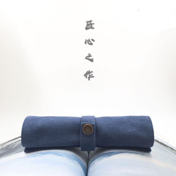 甄选日式文艺复古卷帘笔袋大中小学生钢笔笔帘帆布卷笔袋简约大容