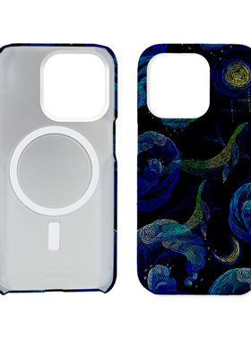 RURAL PC材质 蓝鲸 银色质感磁吸男女防摔款  手机壳 适用苹果16promax/iPhone15promax/14pro/13 国潮情侣格