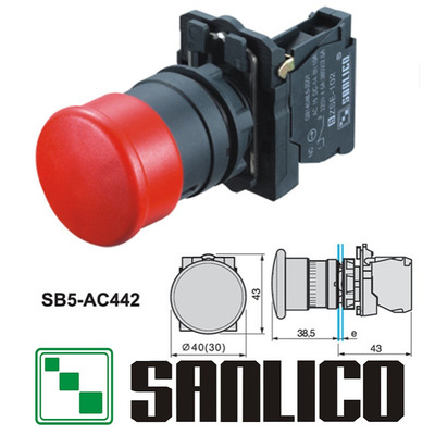 塑料紧急停止自返复位蘑菇头LA68S SB5 XB5-AC442按钮开关30mm
