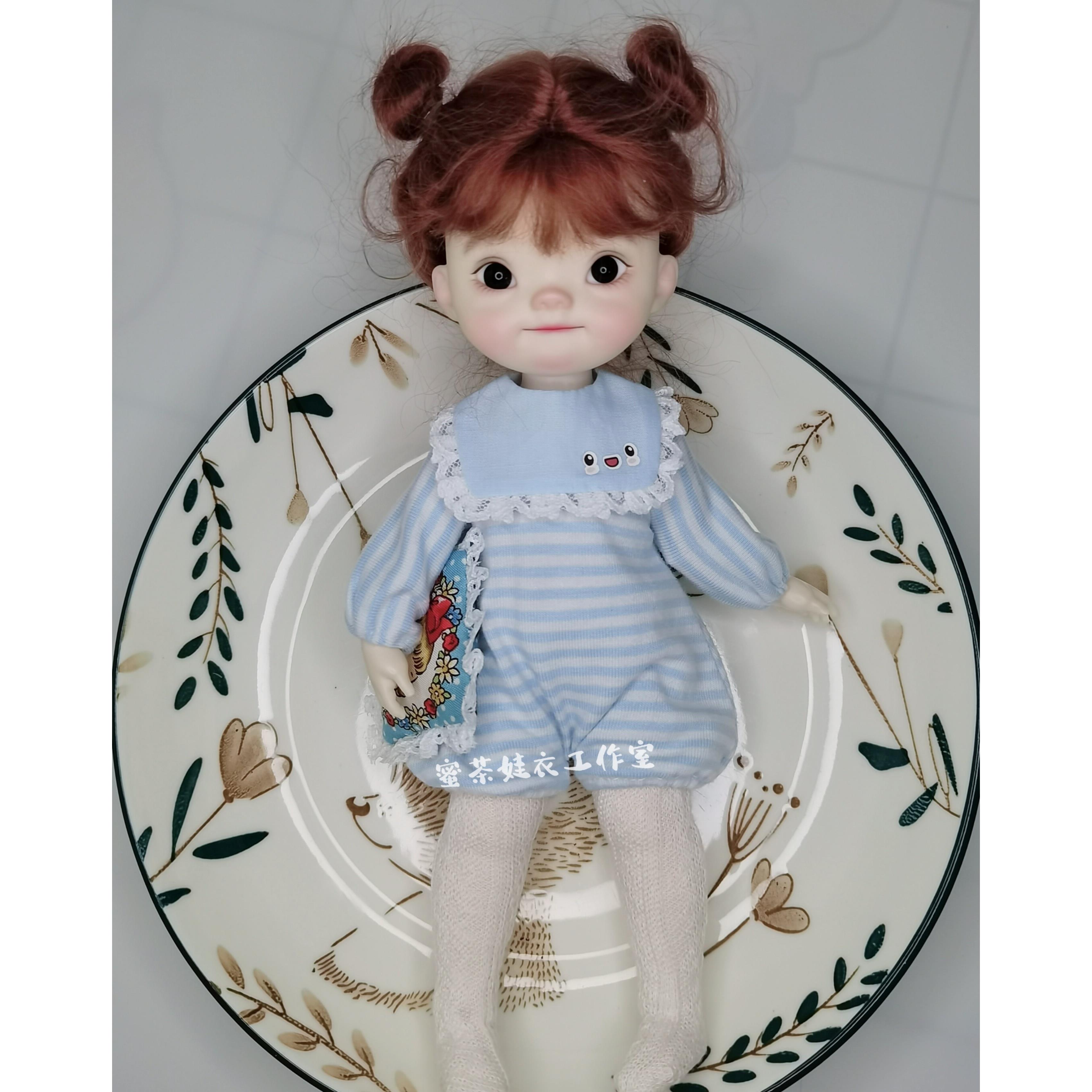 蜜茶娃衣 bjd小6分qbaby大鱼力力少女鱼点点胖梨体连体睡衣爬爬服