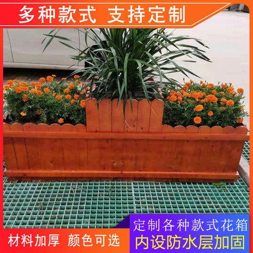 现货供应 室外防腐木花箱 户外市政道路隔离塑木园林景观花盆成品
