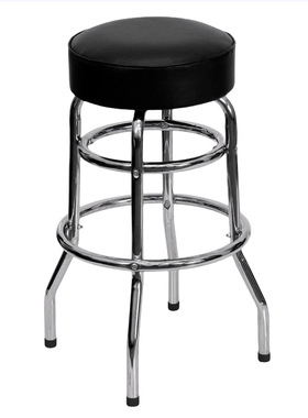 现代简约前台吧台凳高脚凳酒吧凳可旋转加高圆皮质黑色座椅