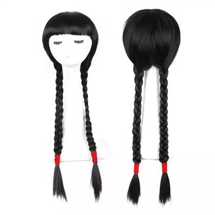 复古齐斜刘海麻花k辫全头套铁梅戏剧舞台演出假发需要自己辫辫子