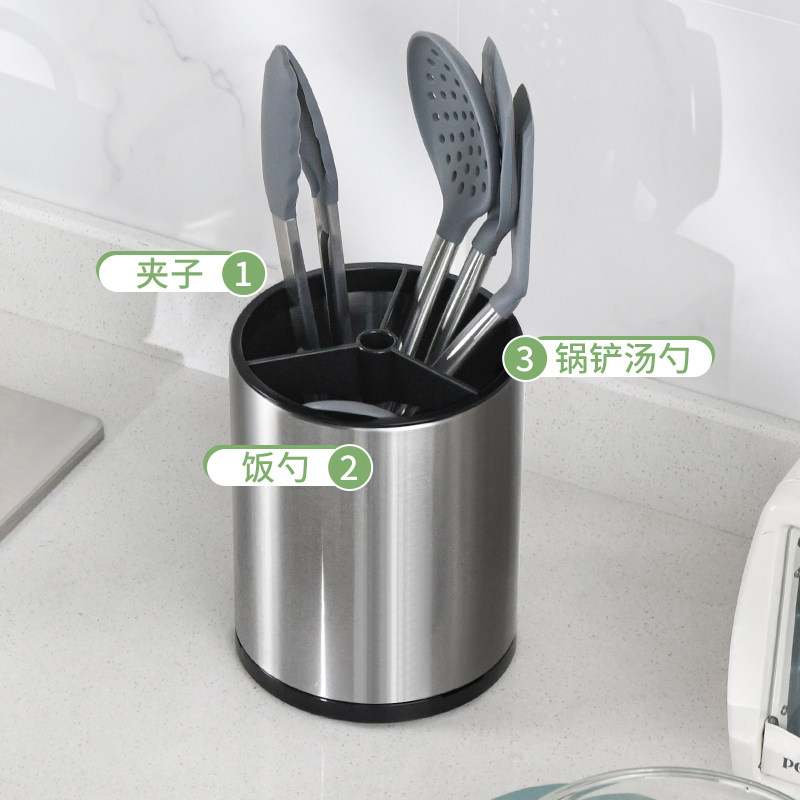 厨房炒菜铲子勺子置物架台面不锈钢沥H水筷子篓家用厨具锅铲收纳