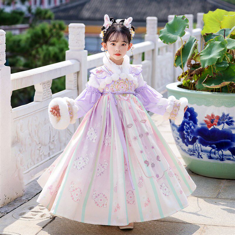 汉服女童冬装拜年服2025新款小女孩F新年衣服唐装新中式儿童古装