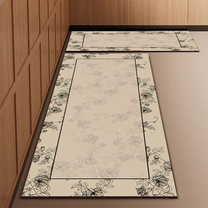 法式复古厨房专用地垫防滑防油可C擦免洗吸水防滑垫脚垫地毯矽藻