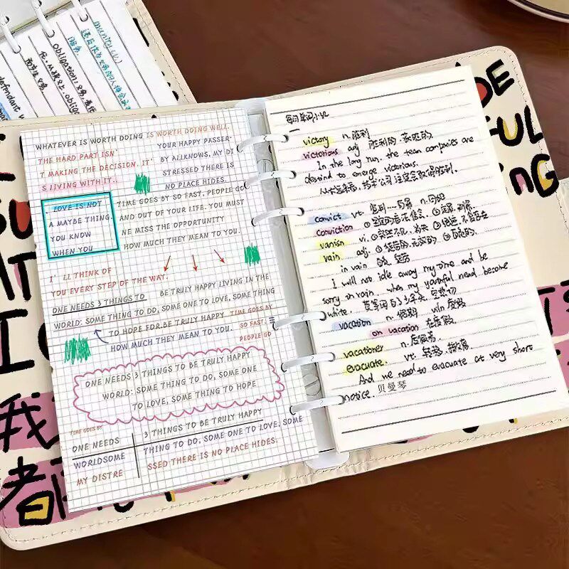 A5记事本软皮手账本a5笔记本日记本磁吸搭扣超厚日记本学生用可拆