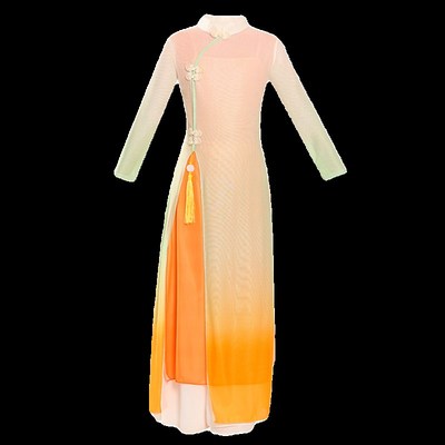 儿童古典舞演出服飘逸中国t风旗袍纱衣练功服女童伞舞团扇舞蹈服