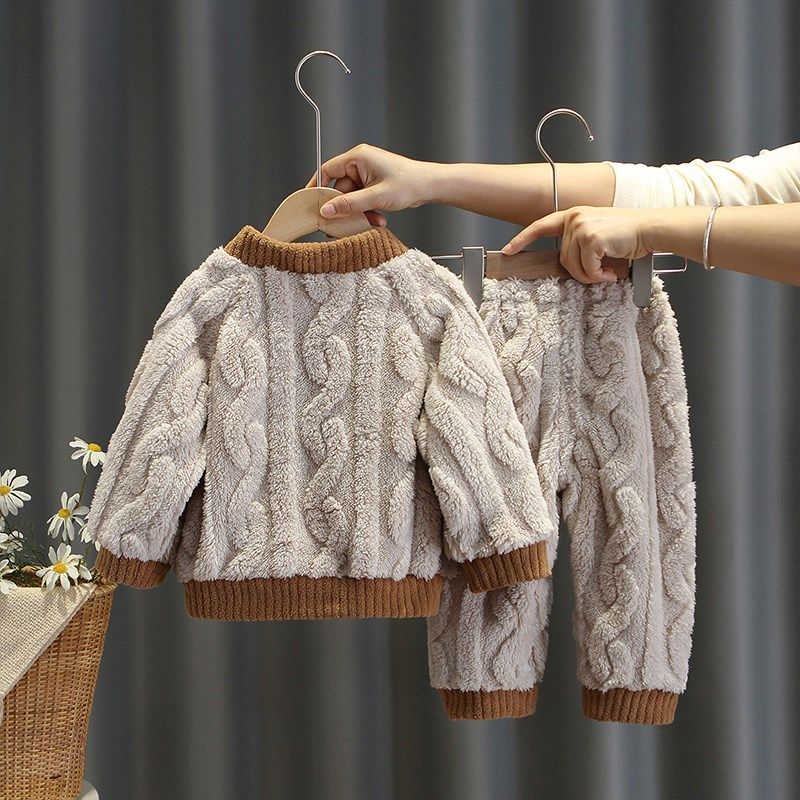 儿童分体式睡衣套装秋冬款男w宝宝开衫保暖衣女童珊瑚绒加厚家居,童装/婴儿装/亲子装,家居服套装,淘宝优惠券,粉丝福利购,淘宝优惠卷