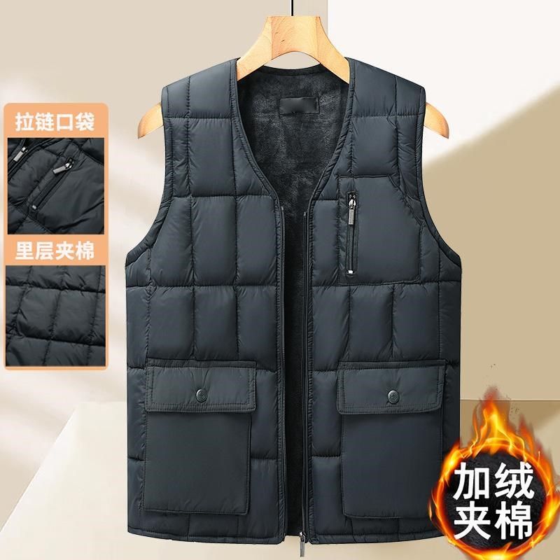 爸爸装休闲棉马甲中老年人背心秋冬男装加绒加厚保暖坎Z肩马夹爷,男装,常规马甲,淘宝优惠券,粉丝福利购,淘宝优惠卷