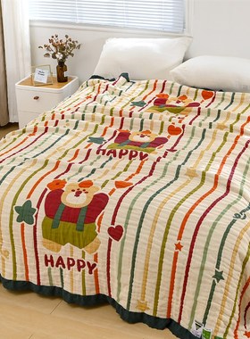 双人纯棉泡芙被柔软透气成人毛巾被四季通用N家用单人春秋盖毯被