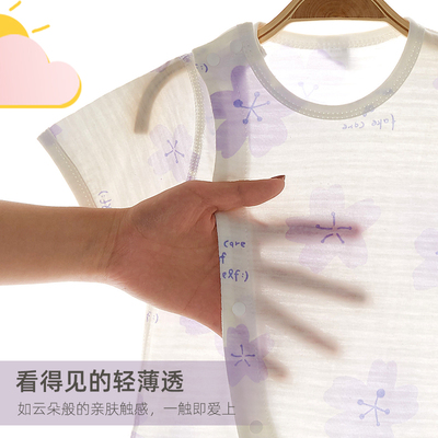 婴儿连体衣夏季薄款o宝宝短袖长裤哈衣新生儿空调衣服夏装睡衣